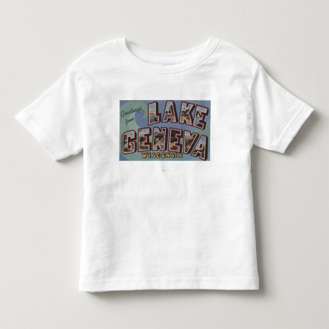 Genfersee, Wisconsin - große Buchstabe-Szenen Kleinkind T-shirt (Vorderseite)