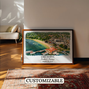 Genfersee Wisconsin Poster, Aquarell, Maßanfertigu Poster