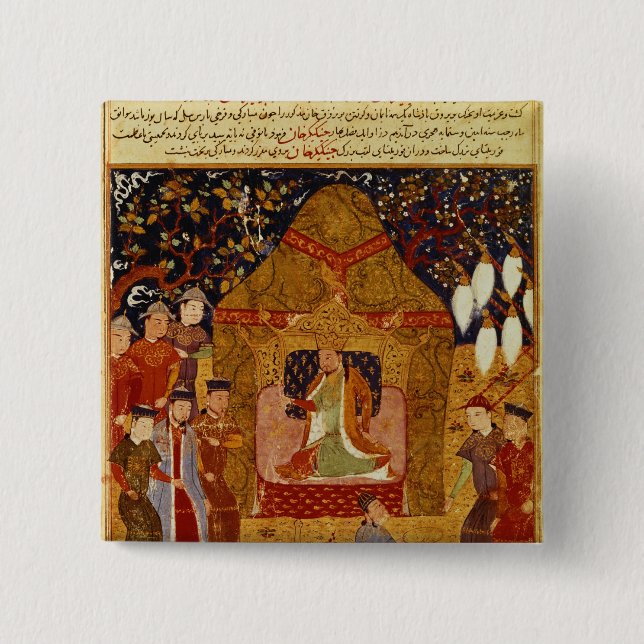 Genghis Khan in seinem Zelt durch Rashid AlLärm Button (Vorderseite)
