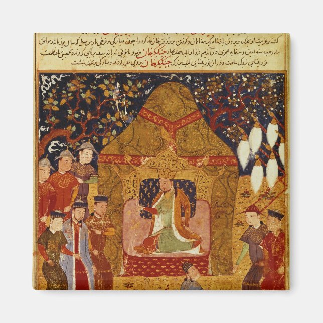 Genghis Khan in seinem Zelt von Rashid al-Din Magnet (Vorne)