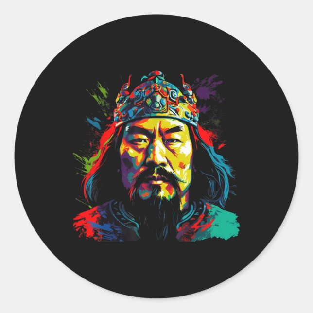 Genghis Khan War Conquerer Runder Aufkleber (Vorderseite)