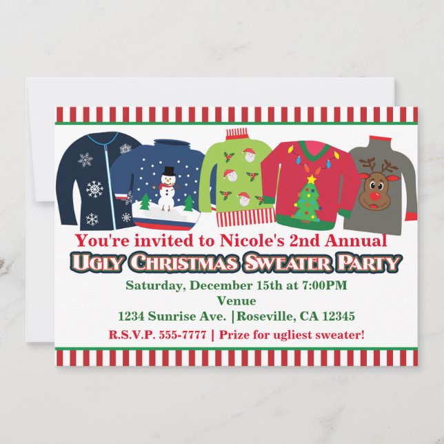 Génial Noël Sweater Fête Invitations (Devant)