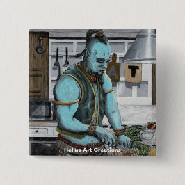 Genie Cooking Kitchen Magic Fantasy Art Button