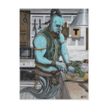 Genie Cooking Kitchenette Magie Fantasy Art Postka