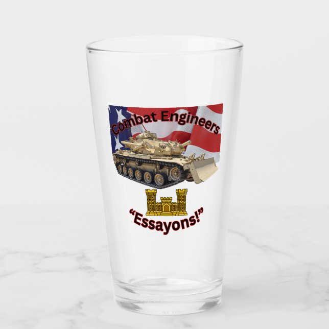 Génie de combat M728 CEV "Essayons !" verre à pint (Devant)