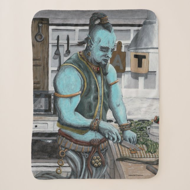 Genie Koch Kochen Abendessen Fantasy Art Blanka Sherpadecke (Vorderseite)