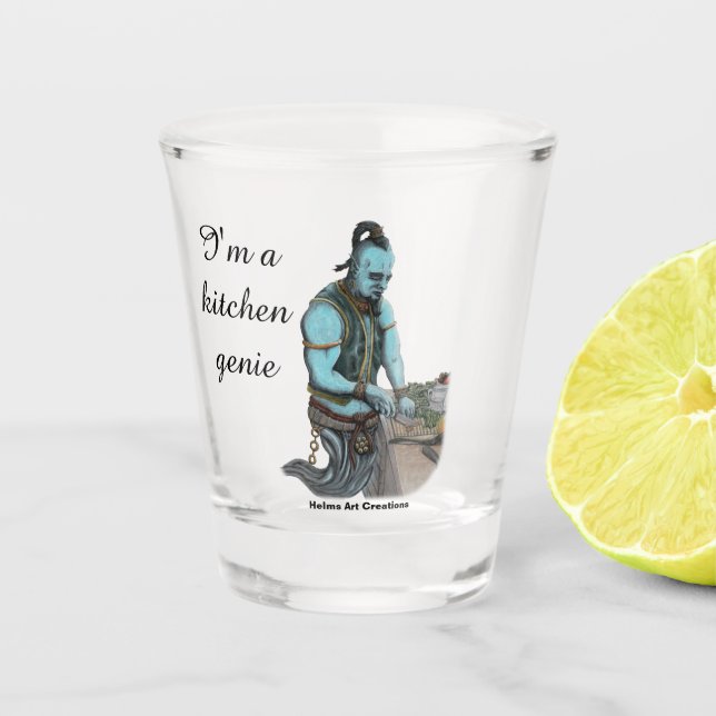 Genie Koch Kochkünste Abendessen Fantasy Art Shoot Schnapsglas (Vorderseite)