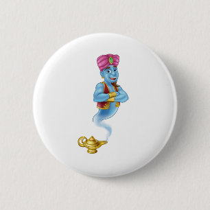 Genie-magischer Lampe Aladdin Pantomime-Cartoon Button