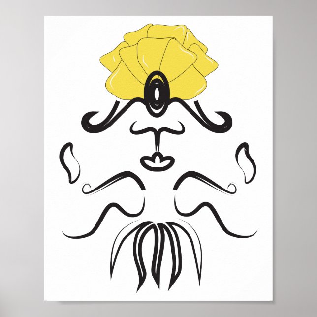 Genie Petal Hat Line Art Poster (Vorne)
