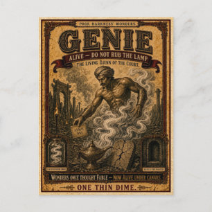 Genie, Vintage-Zirkus-Monster Postkarte