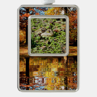 Genießbarer Frosch bei Entenkraut-Aufkleber Rahmen-Ornament Silber