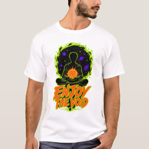 Genieße Die Leere Kosmische Meditierende Figur Gra T-Shirt