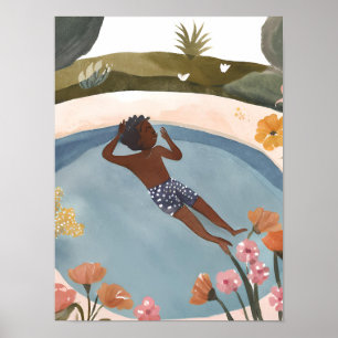 Genießen eines Schwimmbads Poster