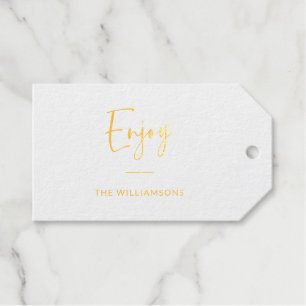 Genießen Minimalistische Typografie Personalisie Geschenkanhänger