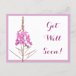 Genießen Sie bald hübsche rosa Blume schön blumenr Postkarte