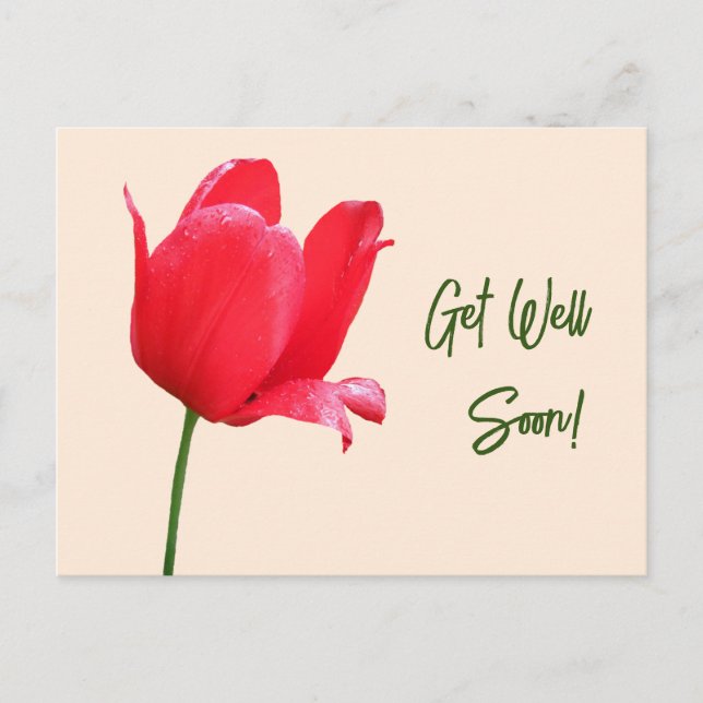 Genießen Sie bald rote Tulpe minimalistisch floral Postkarte (Vorderseite)