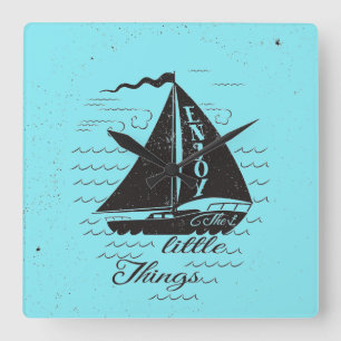 Genießen Sie das Kleinigkeits-Plakat Quadratische Wanduhr
