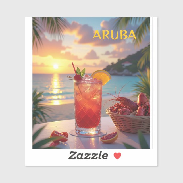 Genießen Sie den Sonnenuntergang in Aruba Aufkleber (Blatt)
