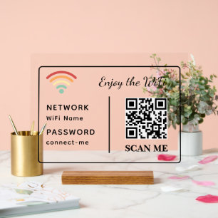 Genießen Sie den WiFi QR Code Netzwerknamen und Ke Acrylschild
