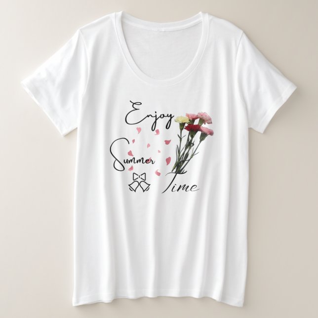 Genießen Sie die Sommerzeit Moderne Frauen weiß Große Größe T-Shirt (Design vorne)