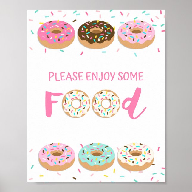 Genießen Sie ein Essen rosa Donut Sprinktisch-Zeic Poster (Vorne)