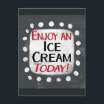 Genießen Sie eine Eiscreme heute Postkarte<br><div class="desc">"Enjoy An Ice Cream Today" ist ein niedliches Textdesign in Grau mit schwarzem und rotem Text. Er sitzt auf einer weißen Akzent-Form und niedliche weiße Polka-Punkte,  die ihn umgeben.</div>