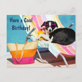 Genießen Sie einen Coolen Geburtstag am Pool Feiertagspostkarte
