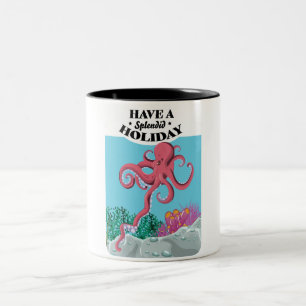 Genießen Sie einen herrlichen Tintenfisch Zweifarbige Tasse