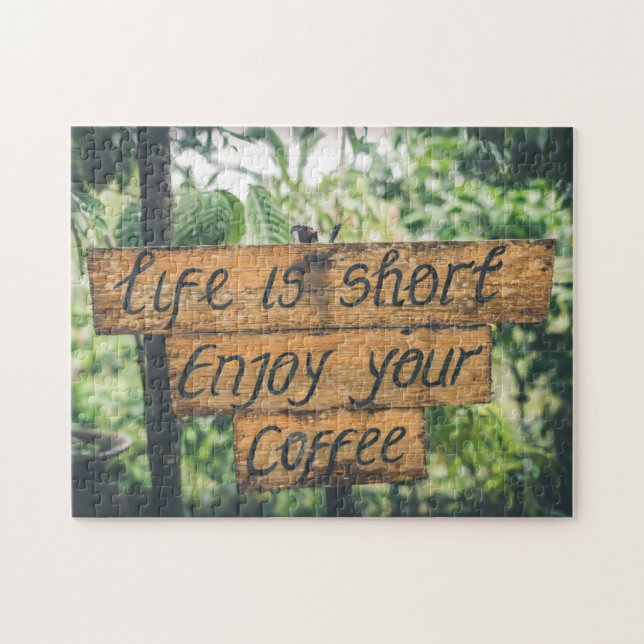 Genießen Sie Ihr Coffee Sign Quote Art Typografie (Horizontal)