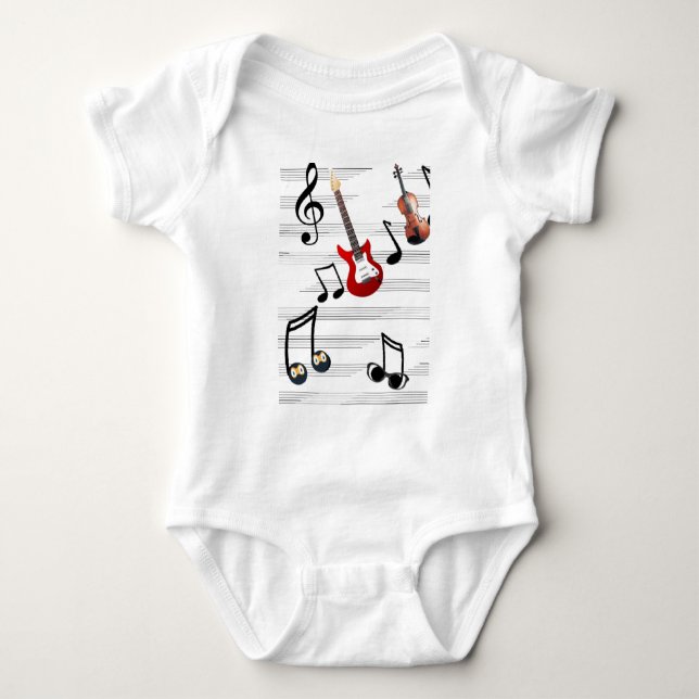 Genießen Sie Ihr Leben mit Musiknoten Baby Strampler (Vorderseite)