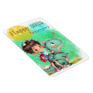 Genießen Sie Ihren Jungen & Dinosaurier Cartoon Magnet