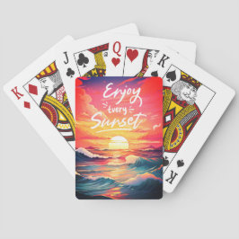Genießen Sie jeden Sonnenuntergang beim Spielen vo Spielkarten