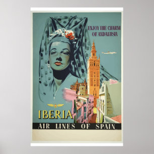 Genießen Sie Luftverkehrslinie Andalusiens Spanien Poster