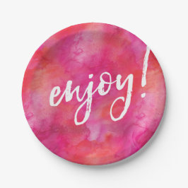 Genießen Sie Party Platte Rosa Aquarell handschrif Pappteller