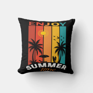 Genießen Sie Retro-Strand-T-Shirt für den Sommer Kissen