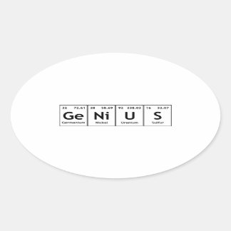 GeNiUS Chemistry Periodic Table Words Elements Ovaler Aufkleber