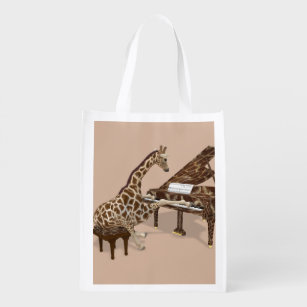 Genius Giraffe Klavier spielen Wiederverwendbare Einkaufstasche