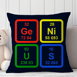Genius Periodic Table of Elements Science Decor Kissen
