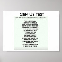Genius Test Poster mit Text, um Ihren Geist zu tes