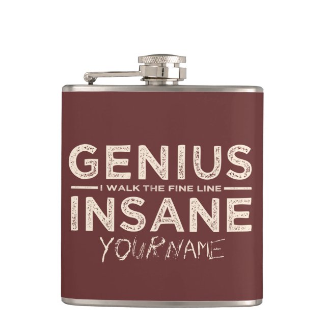 GENIUS VS INSANE-Zollkolben Flachmann (Vorderseite)