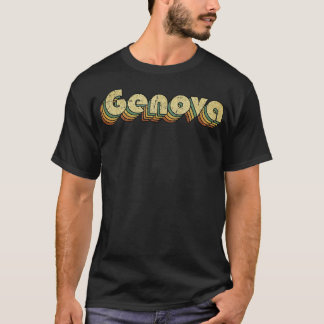 Genova Vintag Rainbow Typografie Style 70er T-Shirt