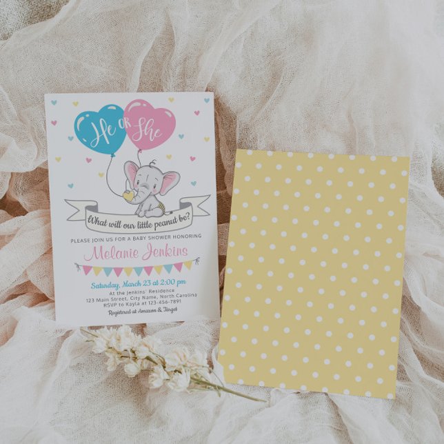 Genre Reveal Party Invitation Elephant (Créateur téléchargé)