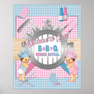 Genre Révéler Rose Bleu En vichy Baby Q BBQ Poster