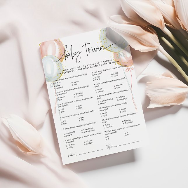 Genre Revey Baby Trivia Baby shower Carte de jeu (Créateur téléchargé)