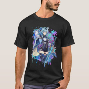 Genshin Impact Eula Vaporwave Neonraster Japanisch T-Shirt