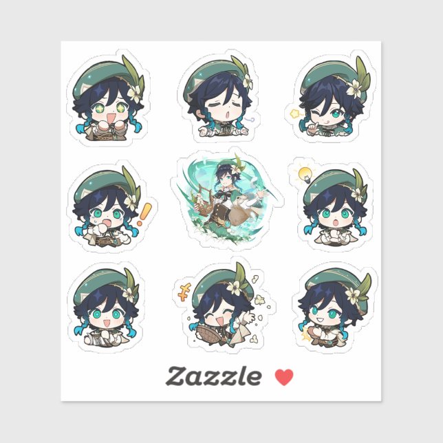 Genshin Impact Venti Stickers Aufkleber (Blatt)