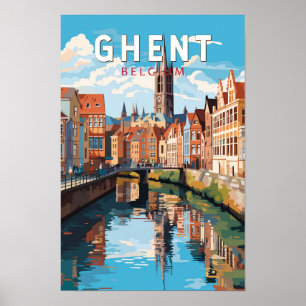Gent Belgien Reise Kunst Vintage Poster