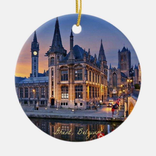 Gent, Belgien - Sonnenuntergang Keramik Ornament (Vorne)