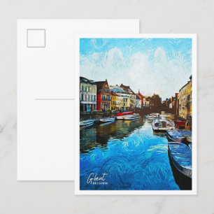 Gent Belgium Schöne Ölmalerei Stadt Postkarte