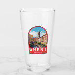Gent Belgium Travel Art Vintag Glas<br><div class="desc">Gent Retro Vektor-Reise-Design. Gent ist bekannt für seine großen öffentlichen Plätze und Marktplätze, zu denen vor allem der Vrijdagmarkt (der "Freitagmarkt") gehört, der das Zentrum des mittelalterlichen Stadtlebens bildet.</div>